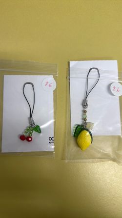 Fruit Phone Charms - Lemon, Cherry