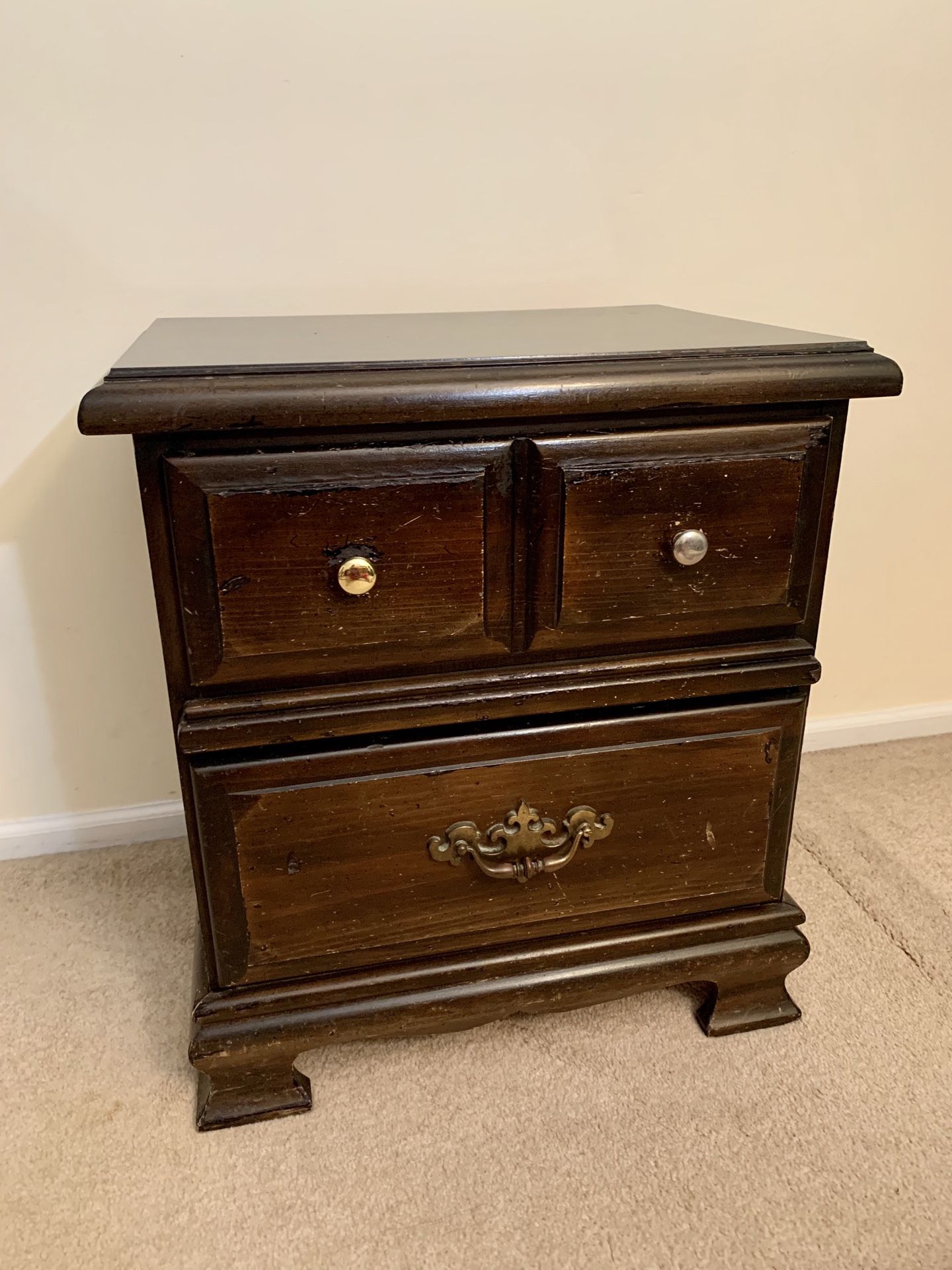 Antique Solid Wood 2 Drawers Dresser