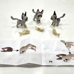 Cat + Fish Bone (Gumi Yum Surprise - Widlife) Collectible Animal Figurine / Puzzle Toy — with instructions