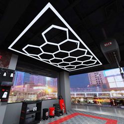 Factory Hexagonal Detailing Workshop Ceiling Led Lights For Car Shop And Garage honeycomb lights