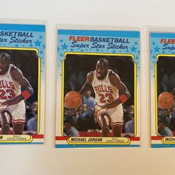 Michael Jordan 1988 Fleer Superstar Sticker x3