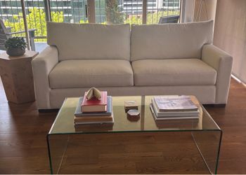 Crate & Barrel Axis Classic Two Cushion Sofa in Icon Pearl