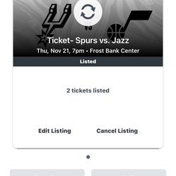 San Antonio Spurs Vs Utah Jazz Tickets November 21 @7PM Aisle Seating Great View