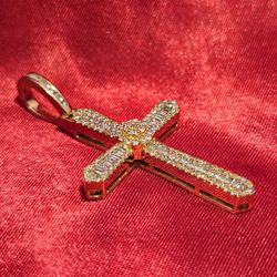 10k Yellow Gold Diamond Cross Pendant 0.98 ctw