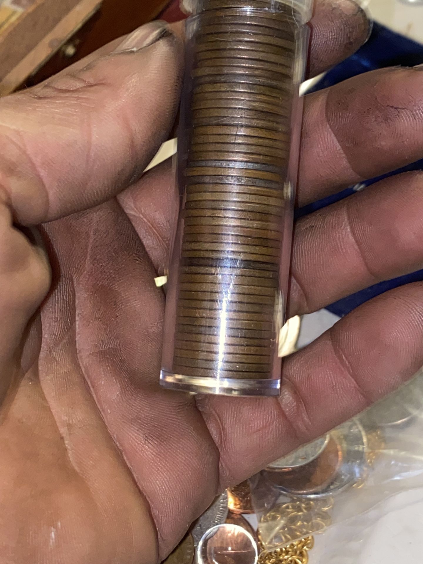 A whole roll of wheat pennies with dates ranging from 1918 with no mid mark all the way up to 1958 when no mark get lots of other main dates with mint