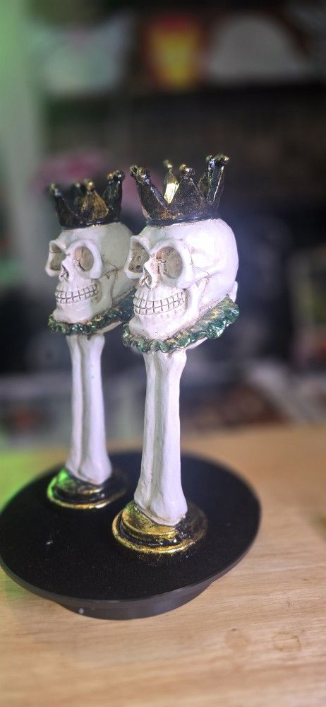 2 Skeleton Candle Holders