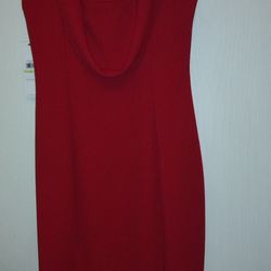 Calvin Klein Red Cowl Neck Dress – Size 4 – NEW w/ Tags