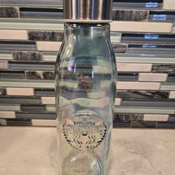 Starbucks 20oz Iridescent Limited Edition Recycled Glass Water Bottle With Mermaid Logo. 