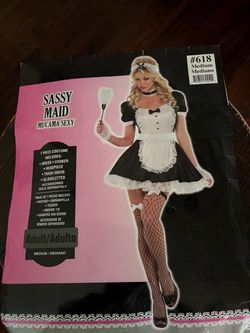 7 PIECE costume includes dress, choker, headpiece, thigh, highs and gloves size adult, medium