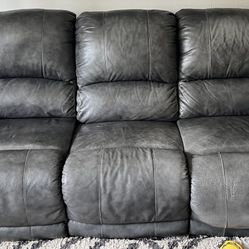 Electric Reclining Couch 7ft Black leather