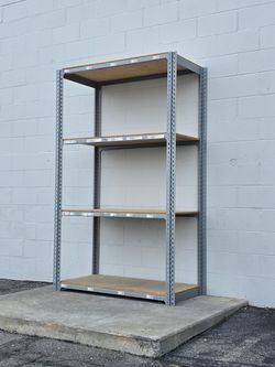 4 Tier Shelving 48 in W x 24 in D Used Heavy Duty Steel Boltless Storage Rack Delivery Available