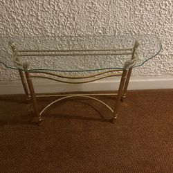 mcm glass and brass side table 