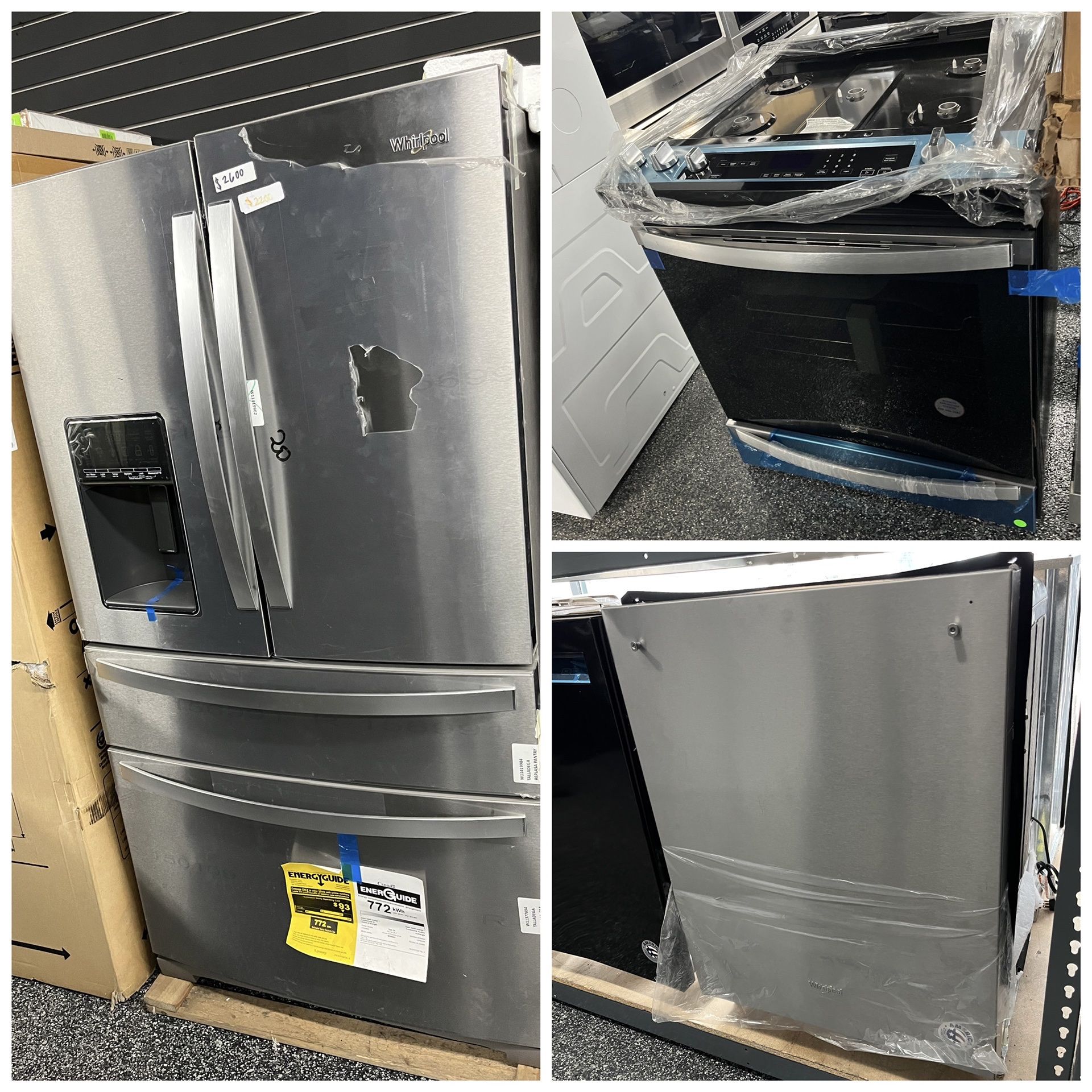 Whirlpool Stainless Steel Bundle Refrigerator Stove Dishwasher