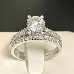 Women Engagement Wedding Ring Sets .925 Sterling Silver With Round Cut AAA CZ Size 6.9.10.11