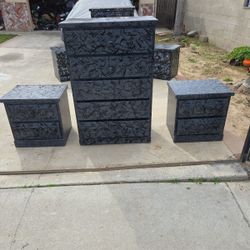 Grey And Black Dresser Set