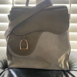 Rare Authentic Gucci Stirrup Suede & Leather Backpack