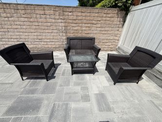 4-Piece Outdoor Wicker Patio Furniture Set with Coffee Table
