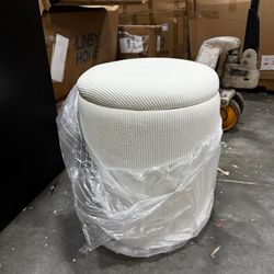 Round Ottoman with Storage Set of 2,Vanity Stool with Storage for Bedroom, Ottoman Coffee Table,Small Velvet Foot Stool for Living Room, White  