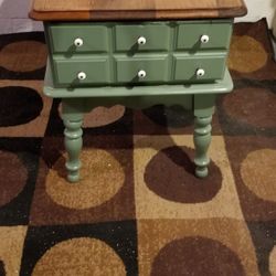 Refurbished Sage Green Table With A Stained Top