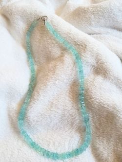 20-in aquamarine gemstone unusual cut and polished necklace sterling silver unisex