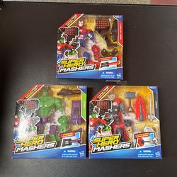 2013 - 3 pack - Hasbro Marvel Super Hero Mashers "Iron Patriot, Hulk, and Thor”  With upgrades Including; - Firing Smash Missile  - Launching Hammer M