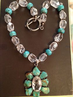 turquoise silver and Crystal