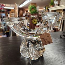 Stunning ~ Heavy ~ Vintage Lead Crystal Signed Candelabra ~ "Daum France"