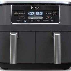 Ninja DZ201 Foodi 8 Quart 6-in-1 DualZone 2-Basket Air Fryer with 2 Independent Frying Baskets, Match Cook & Smart Finish to Roast, Broil, Dehydrate 