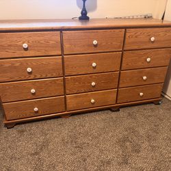 Solid Oak Dresser + 2 Nightstands