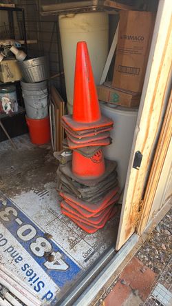 Heavy-Duty Orange Traffic Cones with Weighted Bases