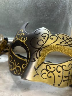 Black and gold lace masquerade mask #masquerade #party #glamour