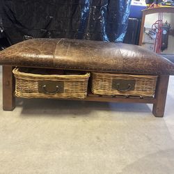 Pottery Barn leather ottoman