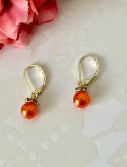 Orange Pearl Earrings