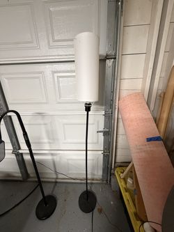 Modern Floor Lamp - White Cylinder Shade, Foot Switch - $25 OBO
