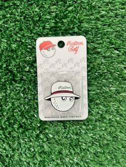 Malbon Golf White Bucket Hat Golf Ball Marker With Clip