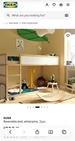 Ikea KURA Reversible bed, white/pine, Twin