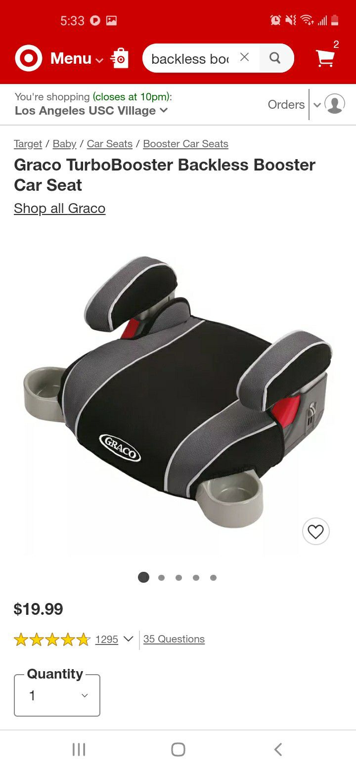 New Graco Backless booster seat