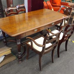 Antique Library Table & Chairs