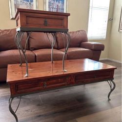 Solid Wood Coffee Table and End Table Set