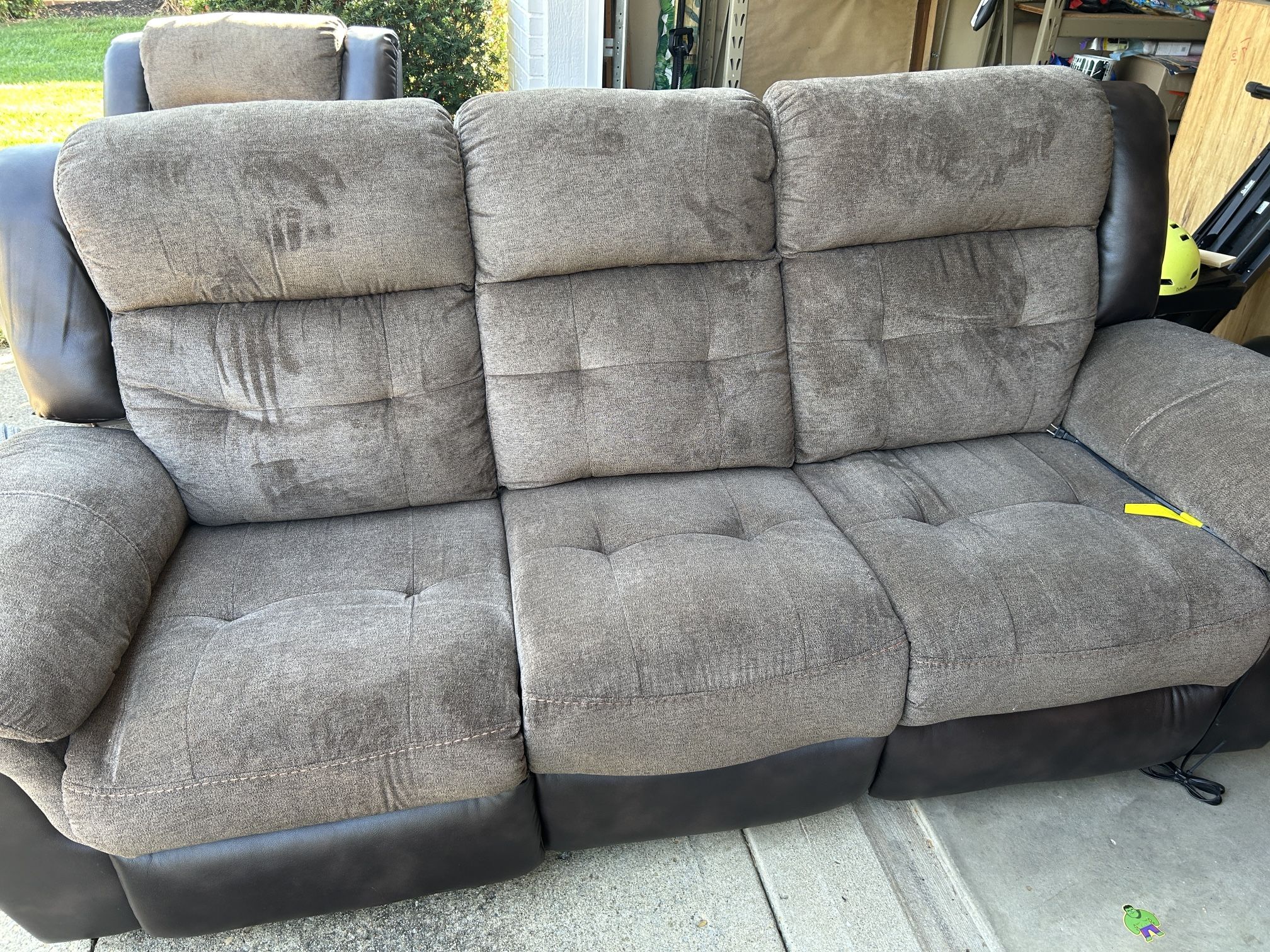 Motorizing Reclining Couch And Matching Rocker Chair