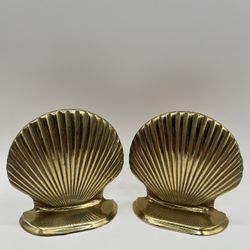 Vintage Brass Clam Shell Seashell Bookends. Set Of 2 Pieces