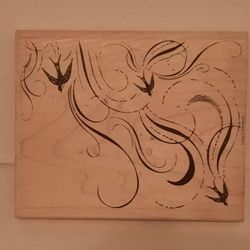 Birds Flying Background Rubber Stamp XL