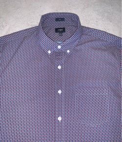 J Crew Mens Large Blue Maroon Pineapple Pattern Slim Fit Long Sleeve 🍍