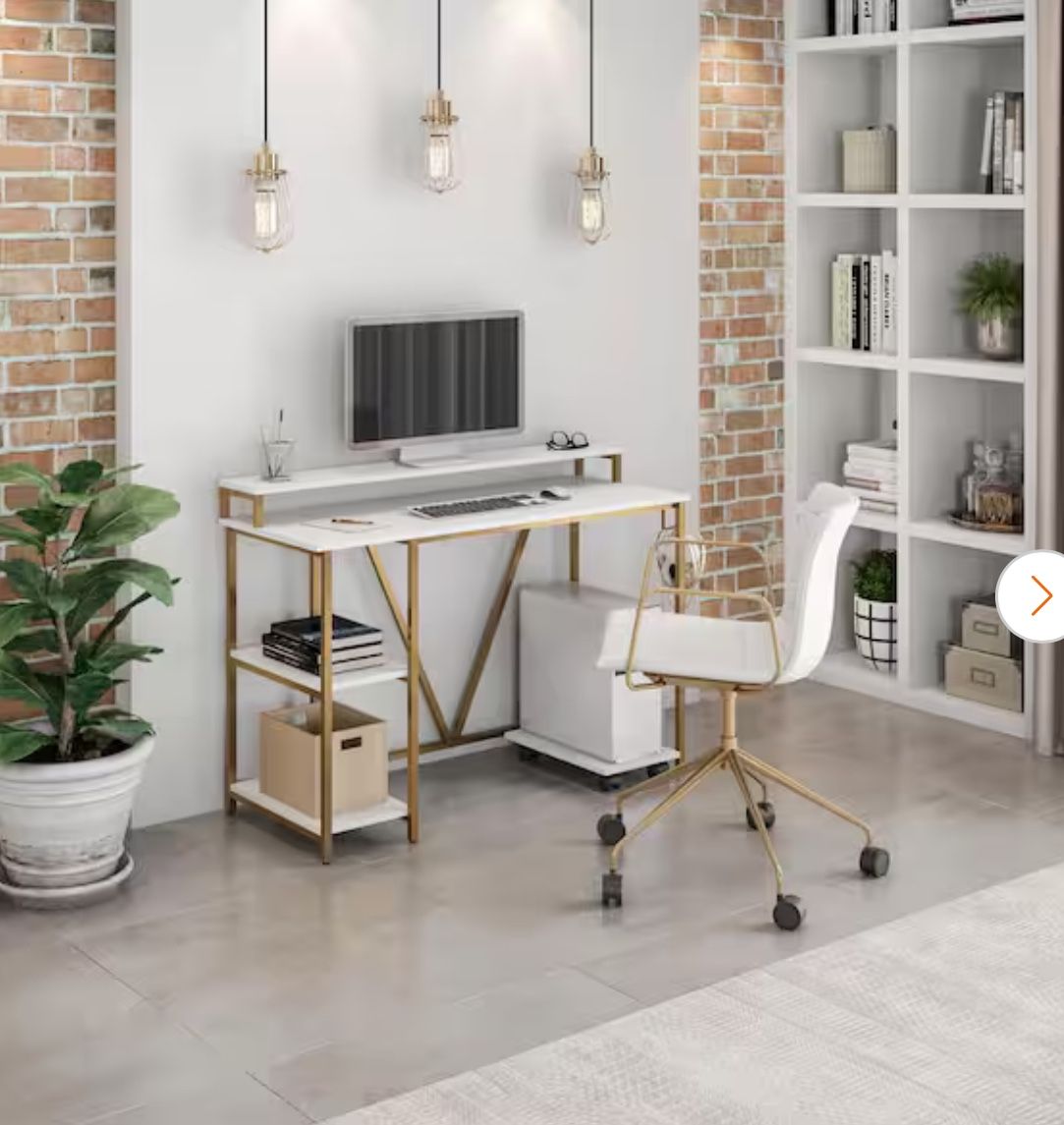 White And Gold 46” Desk (Retail $153)
