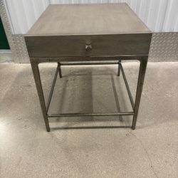Bernhardt solid wood & heavy silver iron base end/side table. 22” wide , 26” depth , 24 “ high . ONLY ONE $400.. sells normally for $1500.