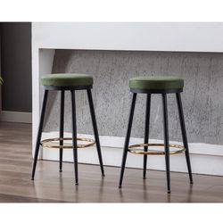 2 New Barstools Green Black Gold 