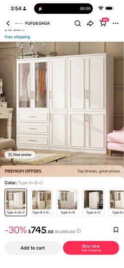 4 Door Wardrobe Closet with Shelves