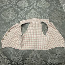 Pink and White Plaid Vest