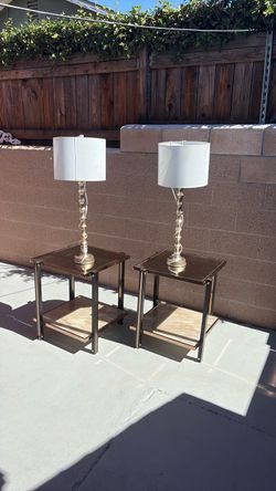 Pair of End Tables with Lamps
