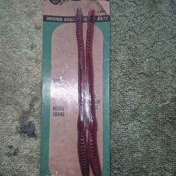 Lot of 2 Vintage Creme Worm King of Baits Soft Plastic Lure On Card Tyler TX NOS